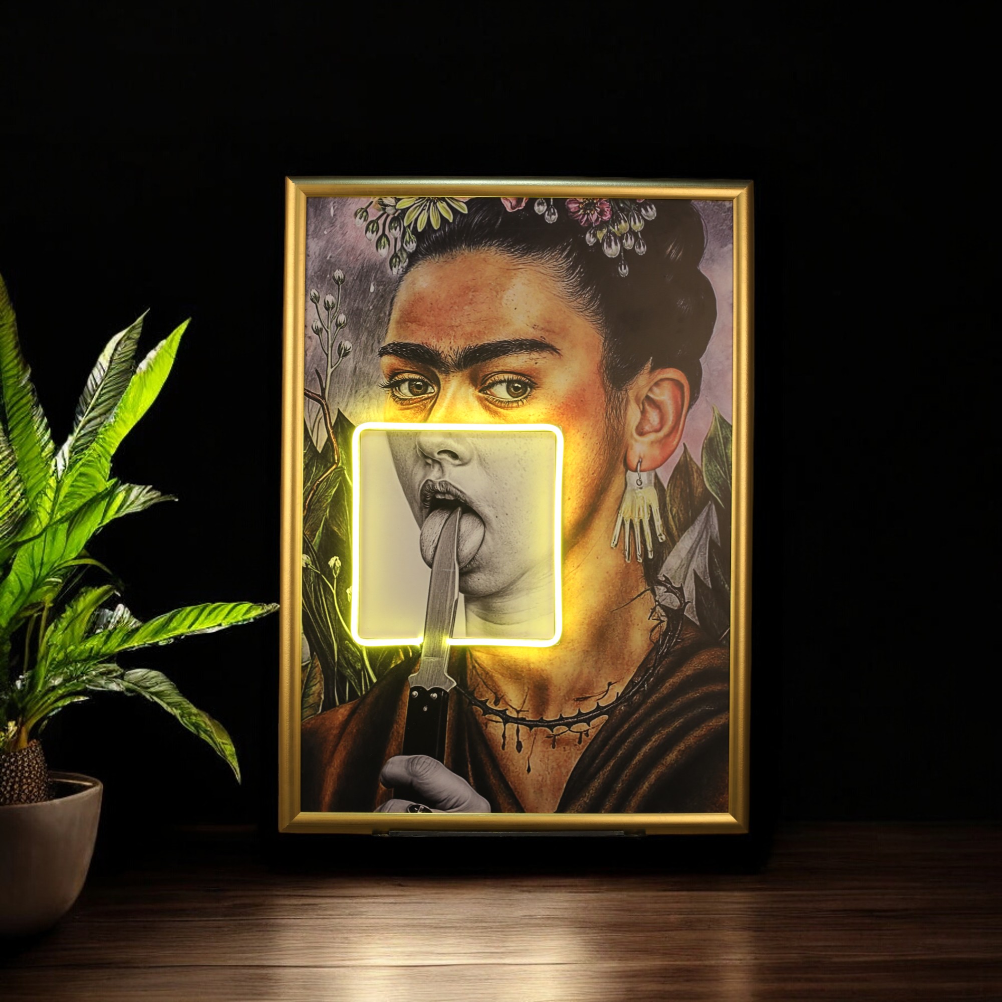 Frida Kahlo Neon Yellow - Sanatın Sarı Işıltısı